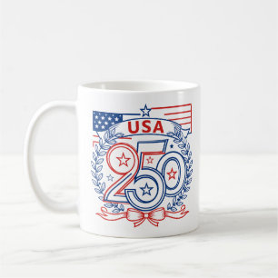 USA 250 Patriotic Anniversary Emblem Design Coffee Mug