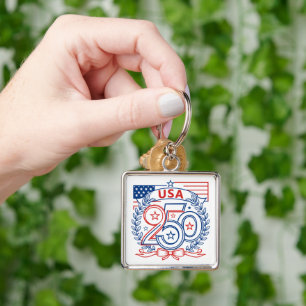 USA 250 Patriotic Anniversary Emblem Design Keychain