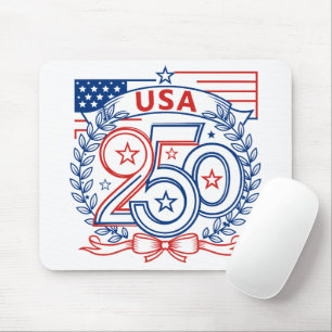 USA 250 Patriotic Anniversary Emblem Design Mouse Pad