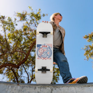 USA 250 Patriotic Anniversary Emblem Design Skateboard