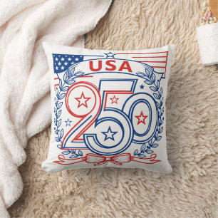 USA 250 Patriotic Anniversary Emblem Design Throw Pillow
