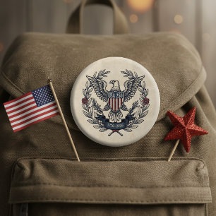 USA 250 Patriotic Eagle Heritage Motif Crm ID1299 4 Inch Round Button