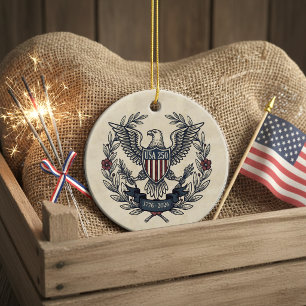 USA 250 Patriotic Eagle Heritage Motif Crm ID1299 Ceramic Ornament