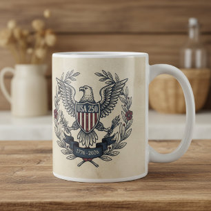 USA 250 Patriotic Eagle Heritage Motif Crm ID1299 Coffee Mug