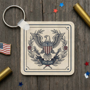 USA 250 Patriotic Eagle Heritage Motif Crm ID1299 Keychain