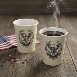 USA 250 Patriotic Eagle Heritage Motif Crm ID1299 Paper Cups