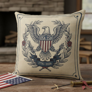USA 250 Patriotic Eagle Heritage Motif Crm ID1299 Throw Pillow