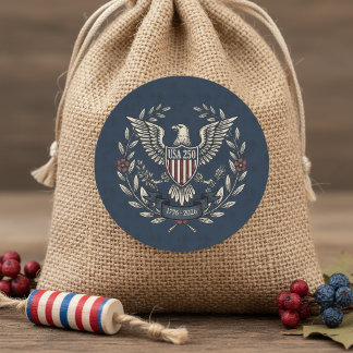 USA 250 Patriotic Eagle Heritage Motif Navy ID1299 Classic Round Sticker