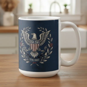 USA 250 Patriotic Eagle Heritage Motif Navy ID1299 Coffee Mug