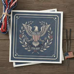 USA 250 Patriotic Eagle Heritage Motif Navy ID1299 Napkin