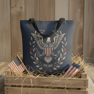USA 250 Patriotic Eagle Heritage Motif Navy ID1299 Tote Bag