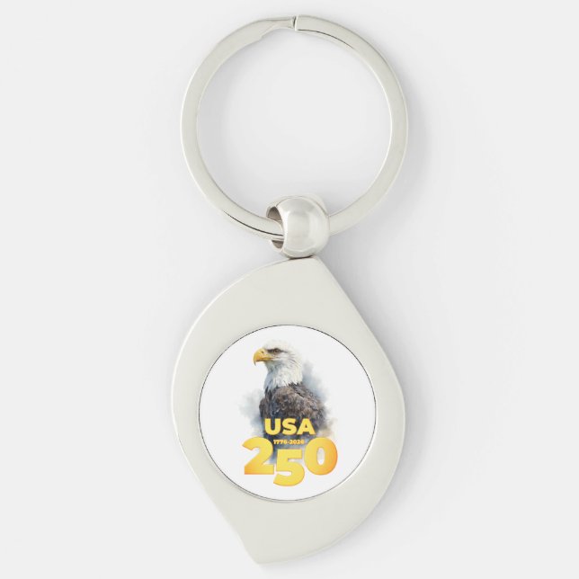 USA 250: Watercolor Bald Eagle & Gold Keychain (Front)