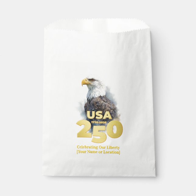 USA 250: Watercolor Eagle & Gold Favour Bag (Front)