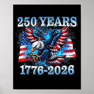 Usa 250 Years 1776-2026 Eagle American Flag Boys M Poster