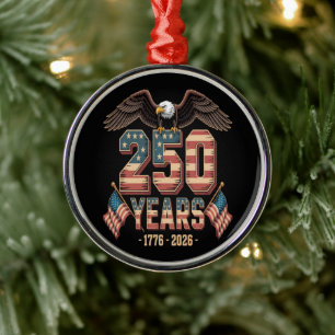 USA 250 Years 250th Anniversary Flag US Metal Ornament