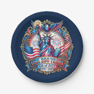 USA 250 years 4th of July 1776-2026 Paper Plate