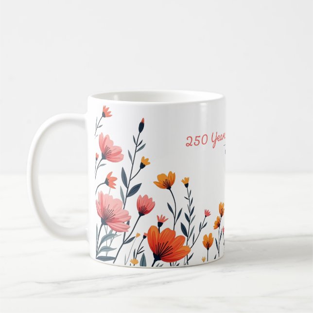 USA 250 Years Floral Mug  (Left)