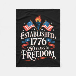 Usa 250 years fourth of july patriotic 1776 fleece blanket