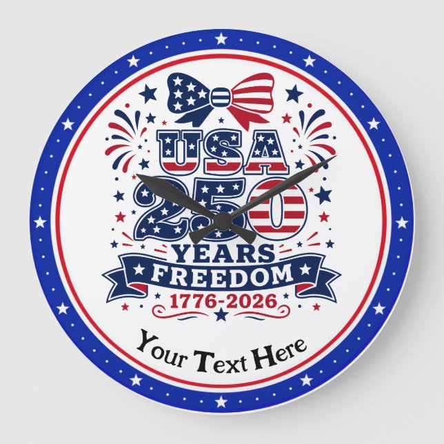 USA 250 Years Freedom 1776 - 2926 Large Clock (Front)