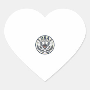 USA 250 Years Freedom Vintage Eagle Badge Shirt_1 Heart Sticker
