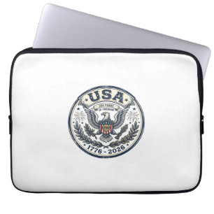 USA 250 Years Freedom Vintage Eagle Badge Shirt_1 Laptop Sleeve