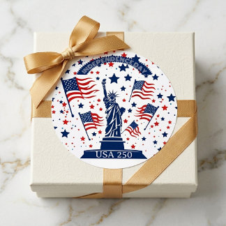 USA 250 Years Independence Day Statue Of Liberty  Classic Round Sticker