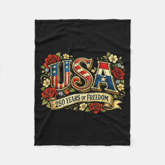 Usa 250 years of freedom floral rose patriotic fleece blanket