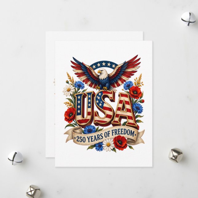 USA 250 Years of Freedom Holiday Card (Front/Back In Situ)