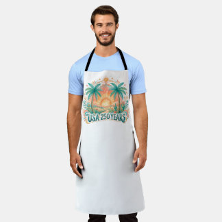 USA 250 Years Palm Trees Patriotic Desert Sunrise Apron