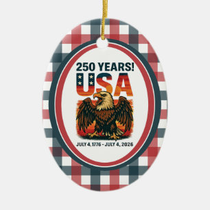 USA 250 Years – Patriotic Bald Eagle July 4th 2026 Ceramic Ornament