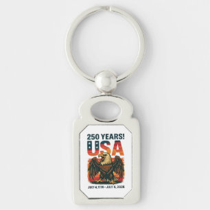 USA 250 Years – Patriotic Bald Eagle July 4th 2026 Keychain