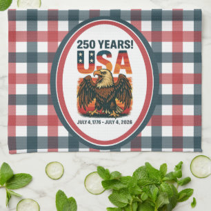 USA 250 Years – Patriotic Bald Eagle July 4th 2026 Kitchen Towel