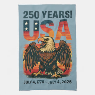 USA 250 Years – Patriotic Bald Eagle July 4th 2026 Kitchen Towel