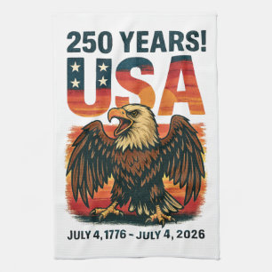 USA 250 Years – Patriotic Bald Eagle July 4th 2026 Kitchen Towel