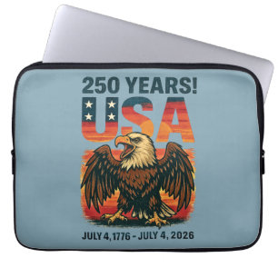 USA 250 Years – Patriotic Bald Eagle July 4th 2026 Laptop Sleeve