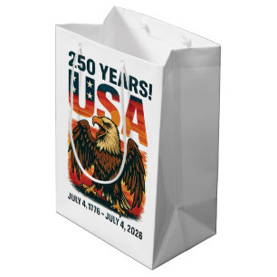 USA 250 Years – Patriotic Bald Eagle July 4th 2026 Medium Gift Bag