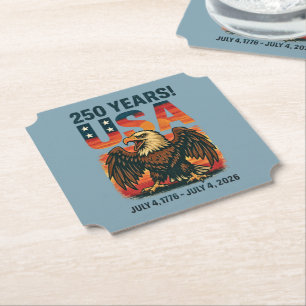 USA 250 Years – Patriotic Bald Eagle July 4th 2026 Paper Coaster