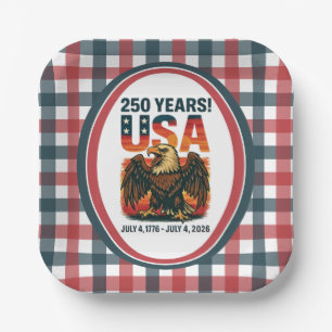 USA 250 Years – Patriotic Bald Eagle July 4th 2026 Paper Plate