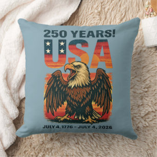 USA 250 Years – Patriotic Bald Eagle July 4th 2026 Throw Pillow