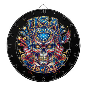 USA 250 Years Patriotic Skull 4th of July Dartboard