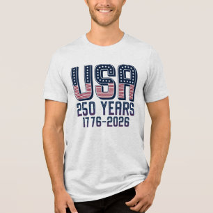 USA 250 Years Semiquincentennial Flag Typography Tri-Blend Shirt