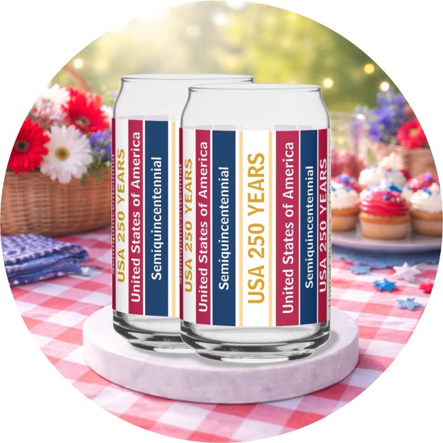 USA 250 Years Semiquincentennial Patriotic Stripes Can Glass (Creator Uploaded)