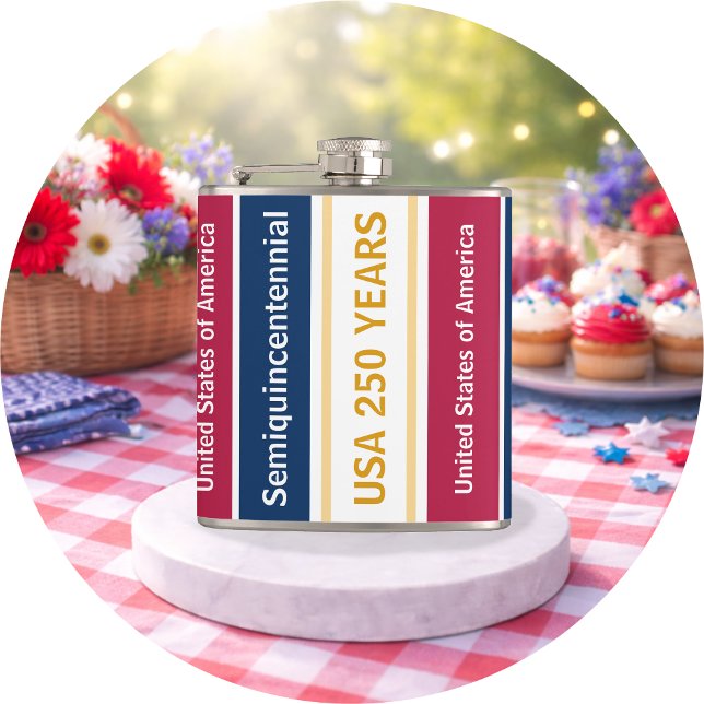 USA 250 Years Semiquincentennial Patriotic Stripes Hip Flask (Creator Uploaded)