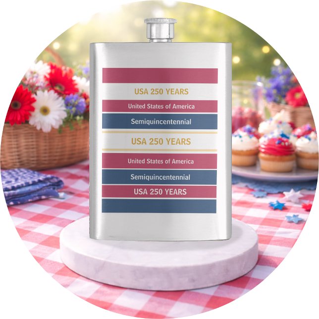 USA 250 Years Semiquincentennial Patriotic Stripes Hip Flask (Creator Uploaded)