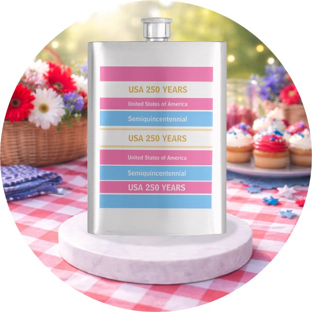 USA 250 Years Semiquincentennial Patriotic Stripes Hip Flask (Creator Uploaded)