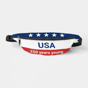USA 250 Years Young Stars Red White and Blue Fanny Pack