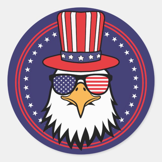 USA 250th 4th of July Patriotic Eagle  Classic Round Sticker (Front)