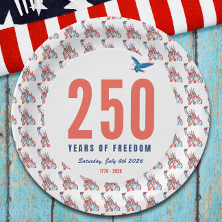 USA 250th Anniversary 1776 To 2026 Freedom Paper Plate