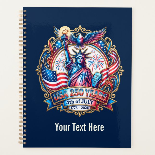 USA 250th anniversary 4th of July your text here Planner (Front)