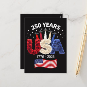 Usa 250th Anniversary American Flag 250 Years  Holiday Postcard